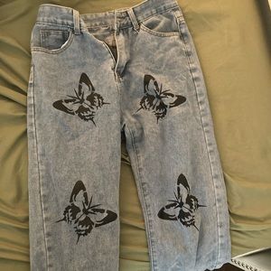 Butterfly print jeans